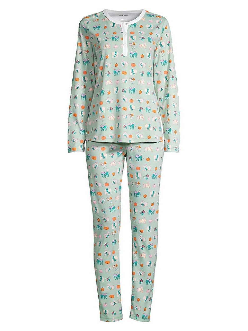 Roller Rabbit Pumpkin Spice Pajama Set Two Piece Long Sleeve Top Long Pants